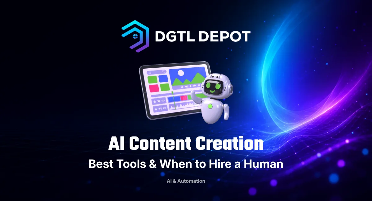 AI content creation — the best tools and when to hire a human, a 2026 guide by DGTL Depot