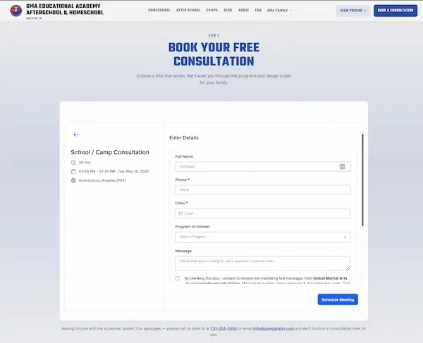Booking step 2: enter details