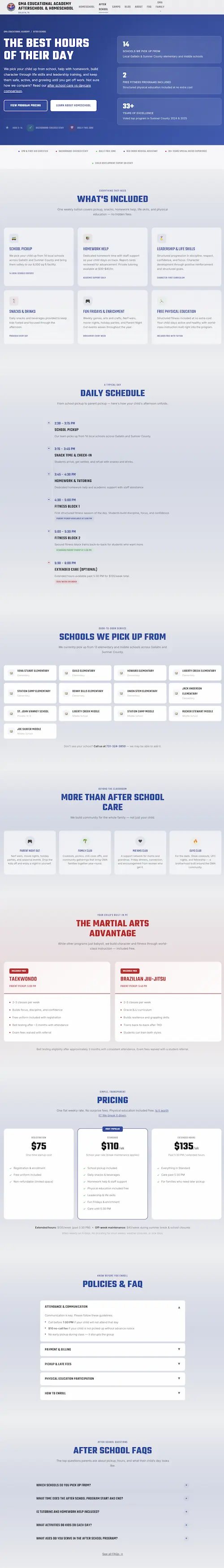 After School program page
