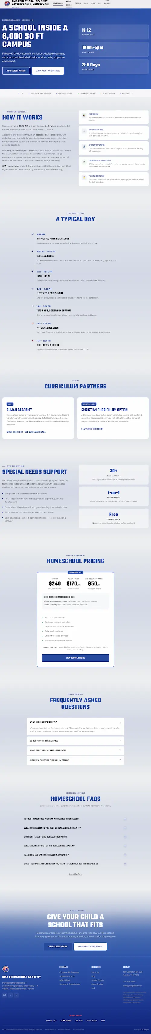 Homeschool Academy page