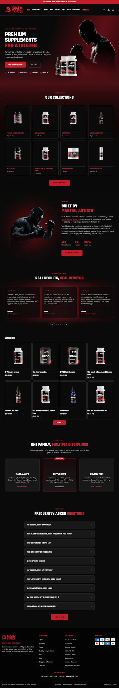 GMA Warrior Supplements new homepage