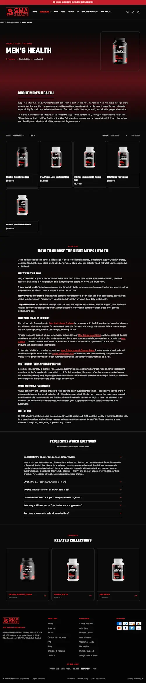 Men's Health collection page