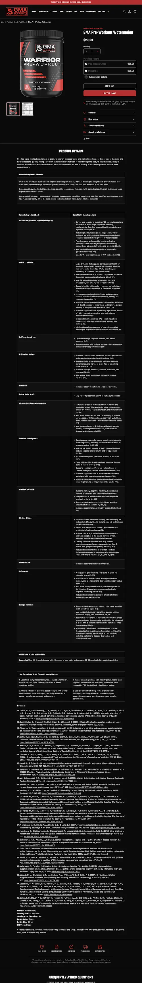 Warrior Pre-Workout product page