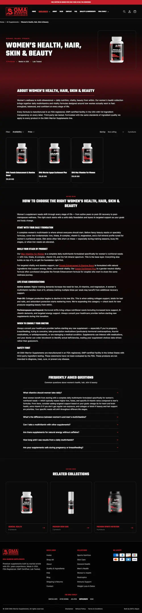 Women's Health collection page