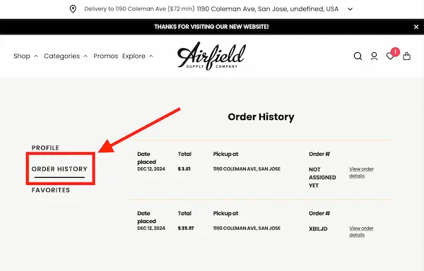 Order history