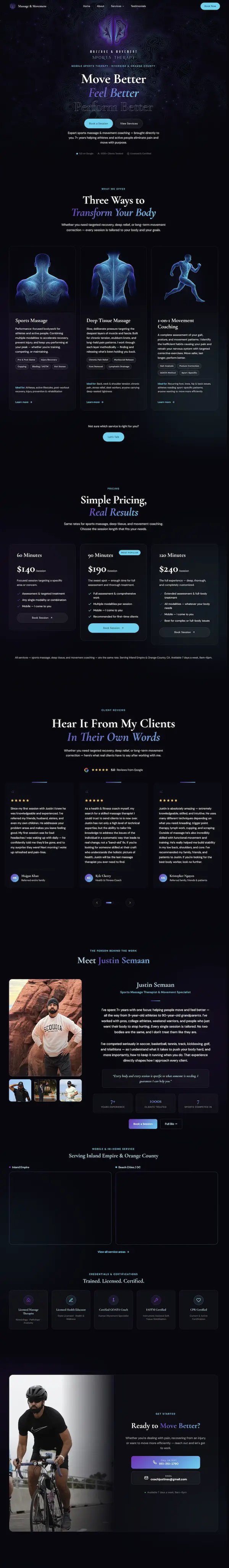 Massage & Movement new homepage